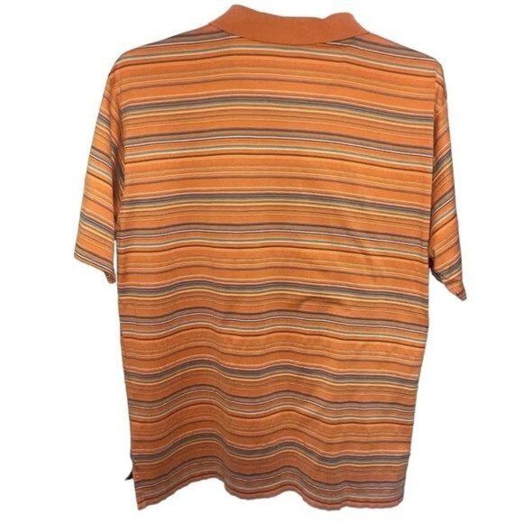 T Harris London Mens Orange Striped Polo Shirt XL 100% Cotton Short Sleeve Casua - Picture 2 of 9